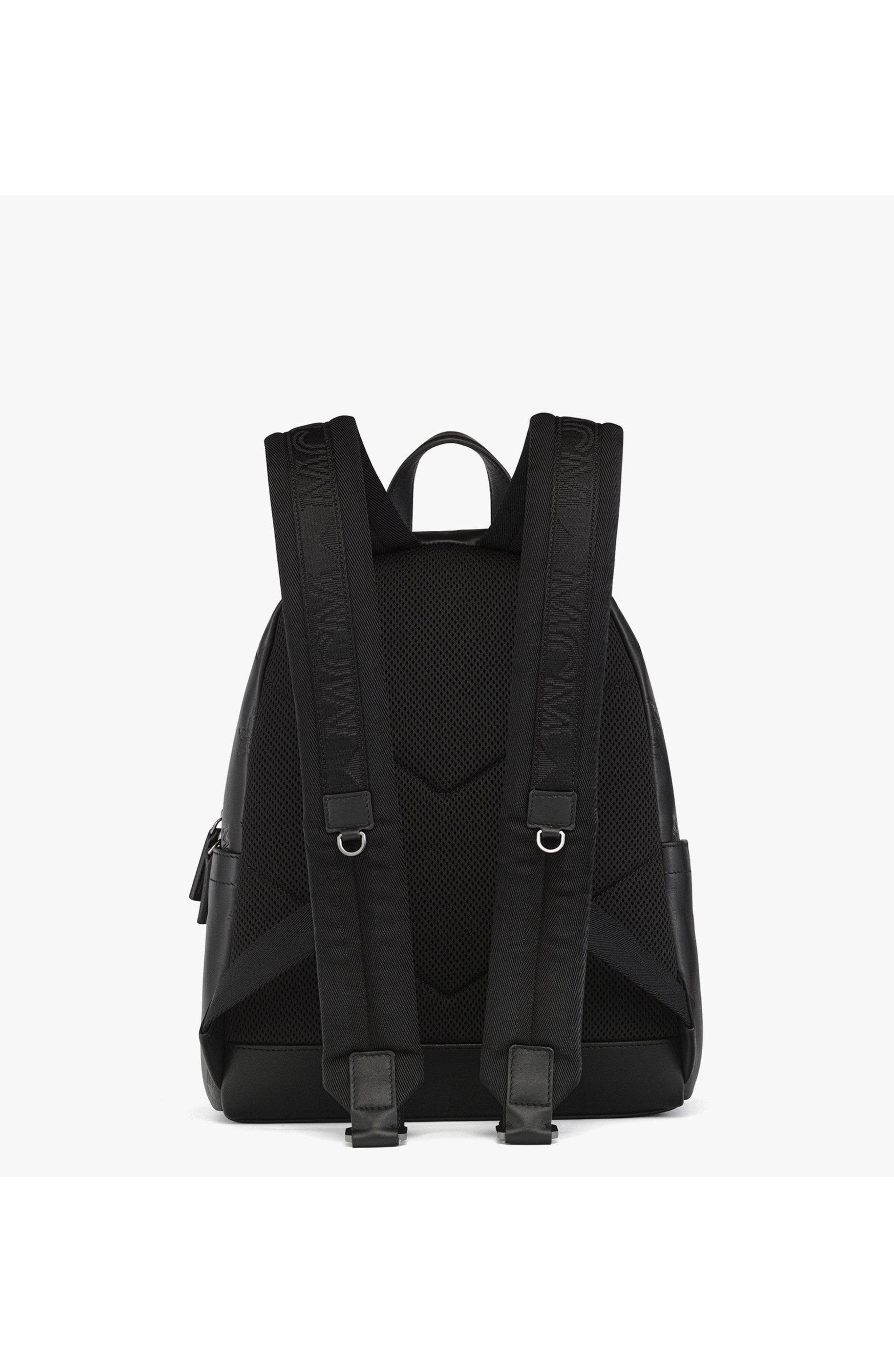 MCM Small Stark Backpack in Maxi Monogram Leather, Alternate, color, Black