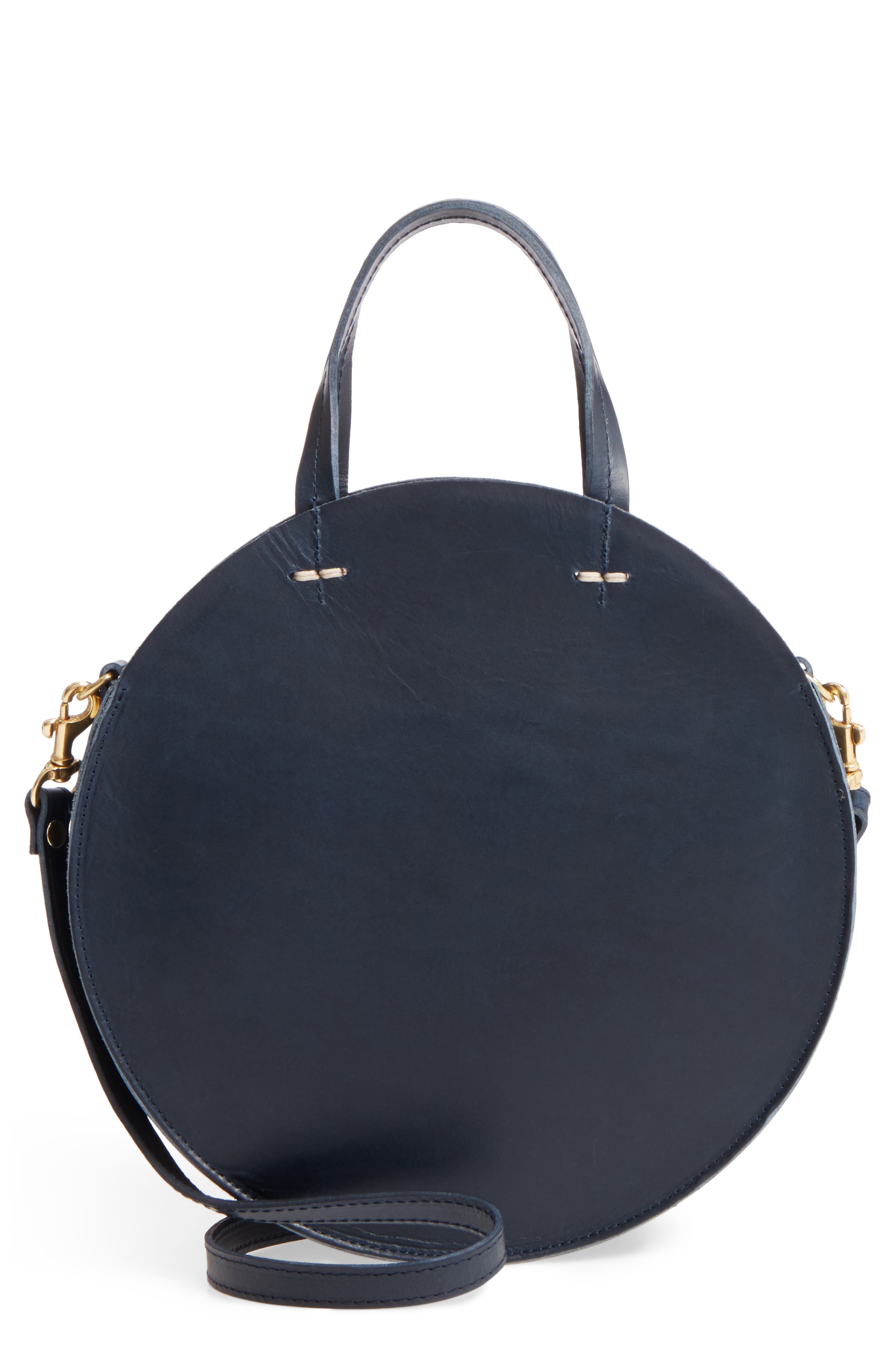 Clare V. Petite Alistair Leather Circular Crossbody Bag, Main, color, 