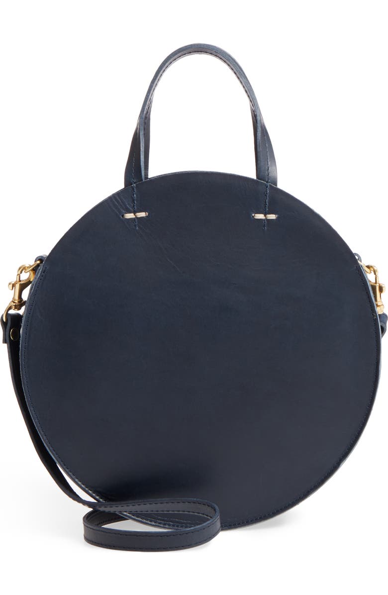 Clare V. Petite Alistair Leather Circular Crossbody Bag, Main, color,