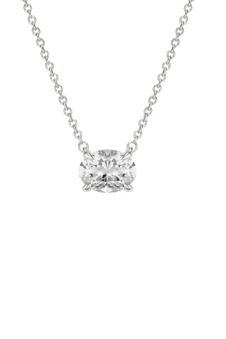 Elena Moissanite Solitaire Vermeil Necklace, Main, color, Silver