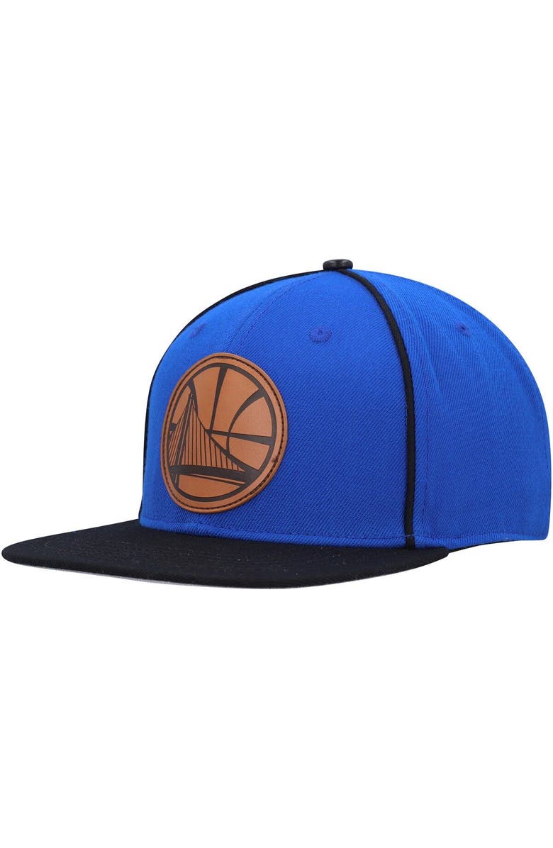 PRO STANDARD Men's Pro Standard  Royal/Black Golden State Warriors Heritage Leather Patch Snapback Hat, Alternate, color, Royal
