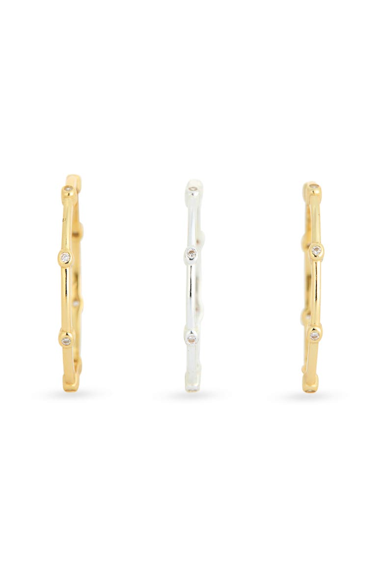 Set of 3 Two-Tone Cubic Zirconia Stackable Rings, Alternate, color, GOLD/ SILVER