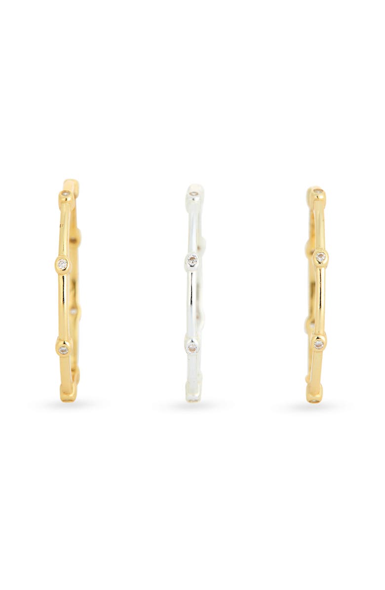 ARGENTO VIVO Set of 3 Two-Tone Cubic Zirconia Stackable Rings, Alternate, color, Gold/ Silver