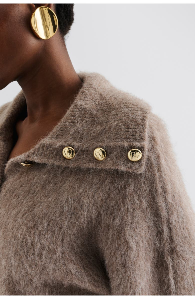 Malina Yselle Long Sleeve Collared Sweater, Alternate, color, Taupe