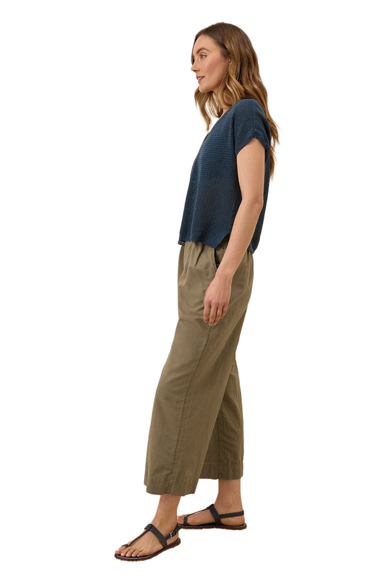Canopy Linen Pleated Trouser Made with Organic Cotton, Alternate, color, Khaki Green