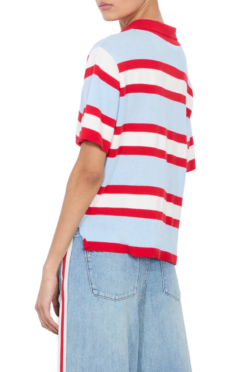 Alice + Olivia Tillie Stripe Oversize Polo Sweater, Alternate, color, 