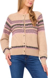 CeCe Fair Isle Stripe Cardigan