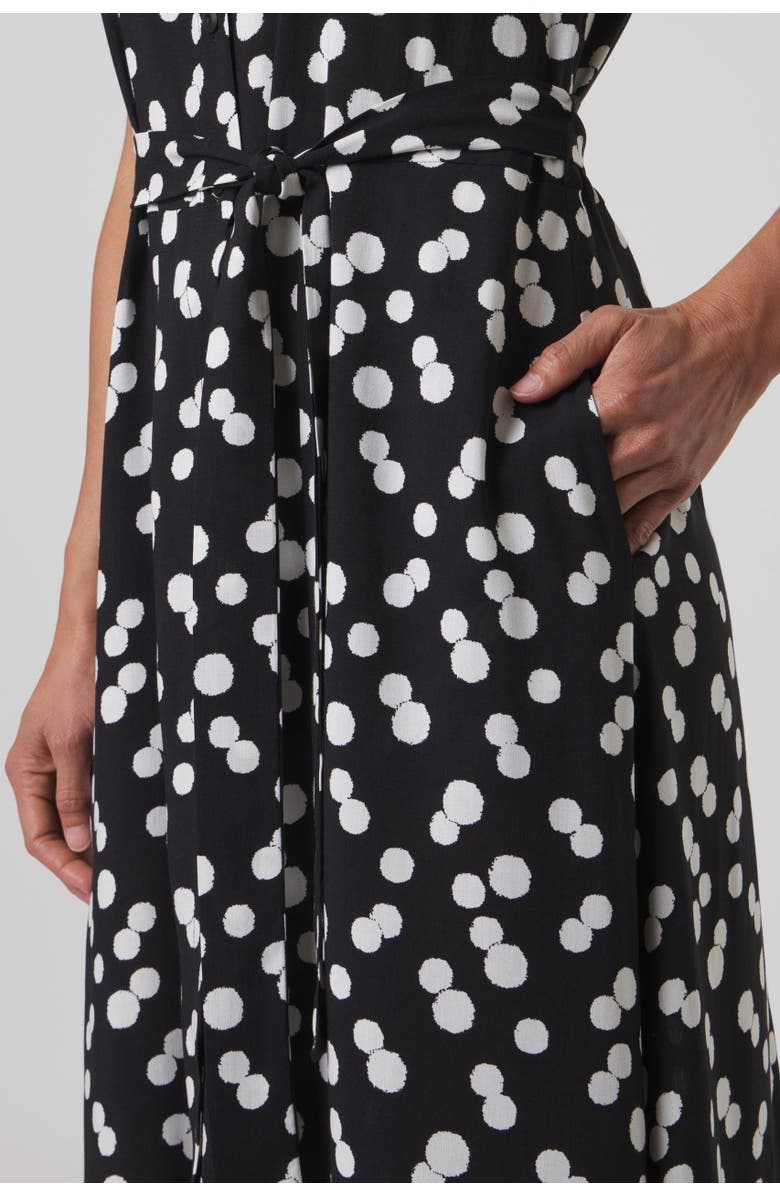Franne Golde Sloane Dot Print Belted Shirt Dress, Alternate, color, Black
