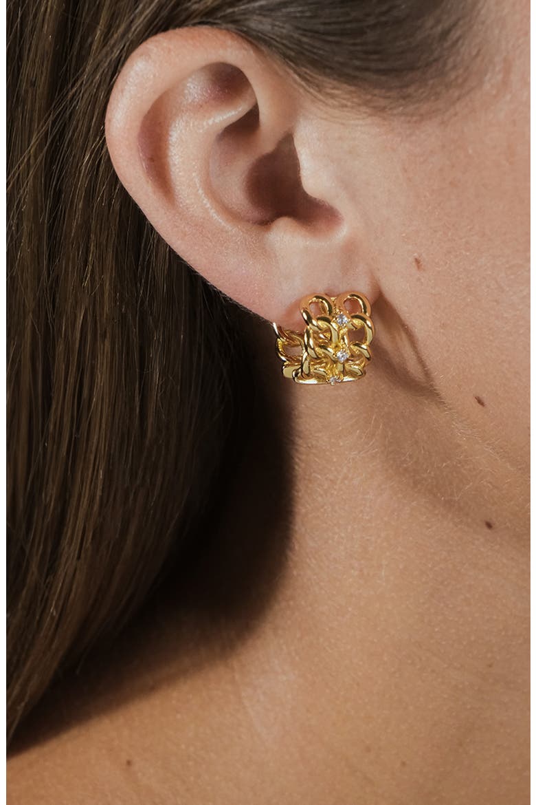 Carleene CZ Huggie Hoop Earrings, Alternate, color, GOLD