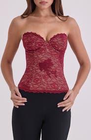 HOUSE OF CB Yara Strapless Lace Corset Top