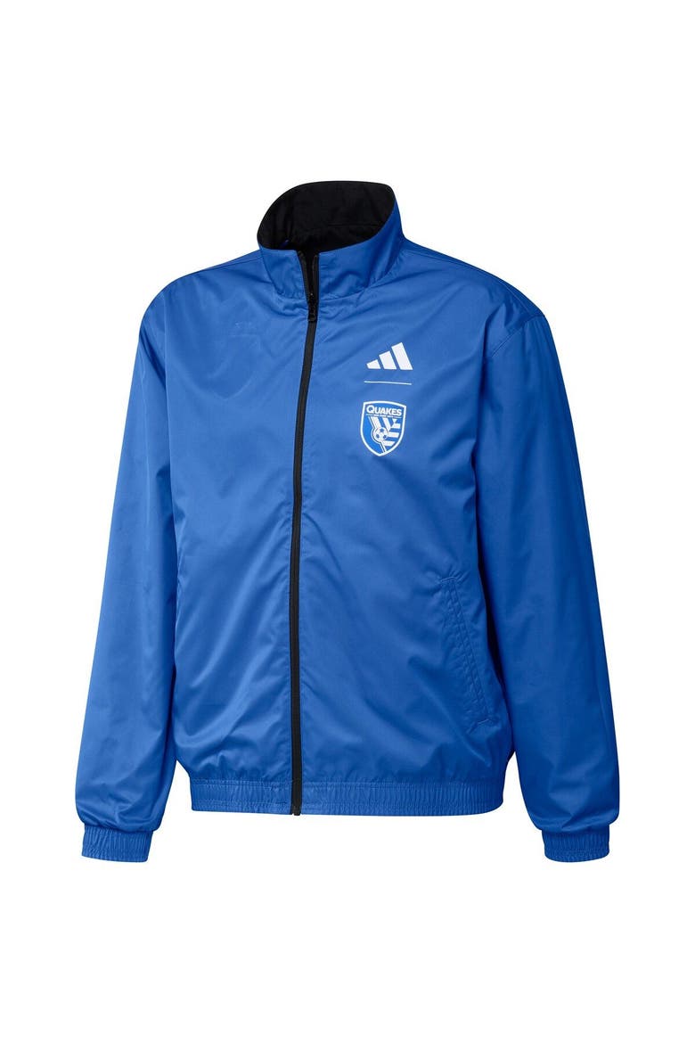 Men's adidas Black/Blue San Jose Earthquakes 2023 On-Field Anthem Full-Zip Reversible Team Jacket, Alternate, color, Black