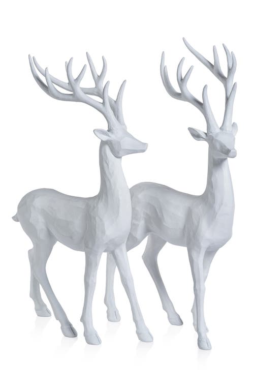 Zodax Poldi Set Of 2 Deer Figurines In White