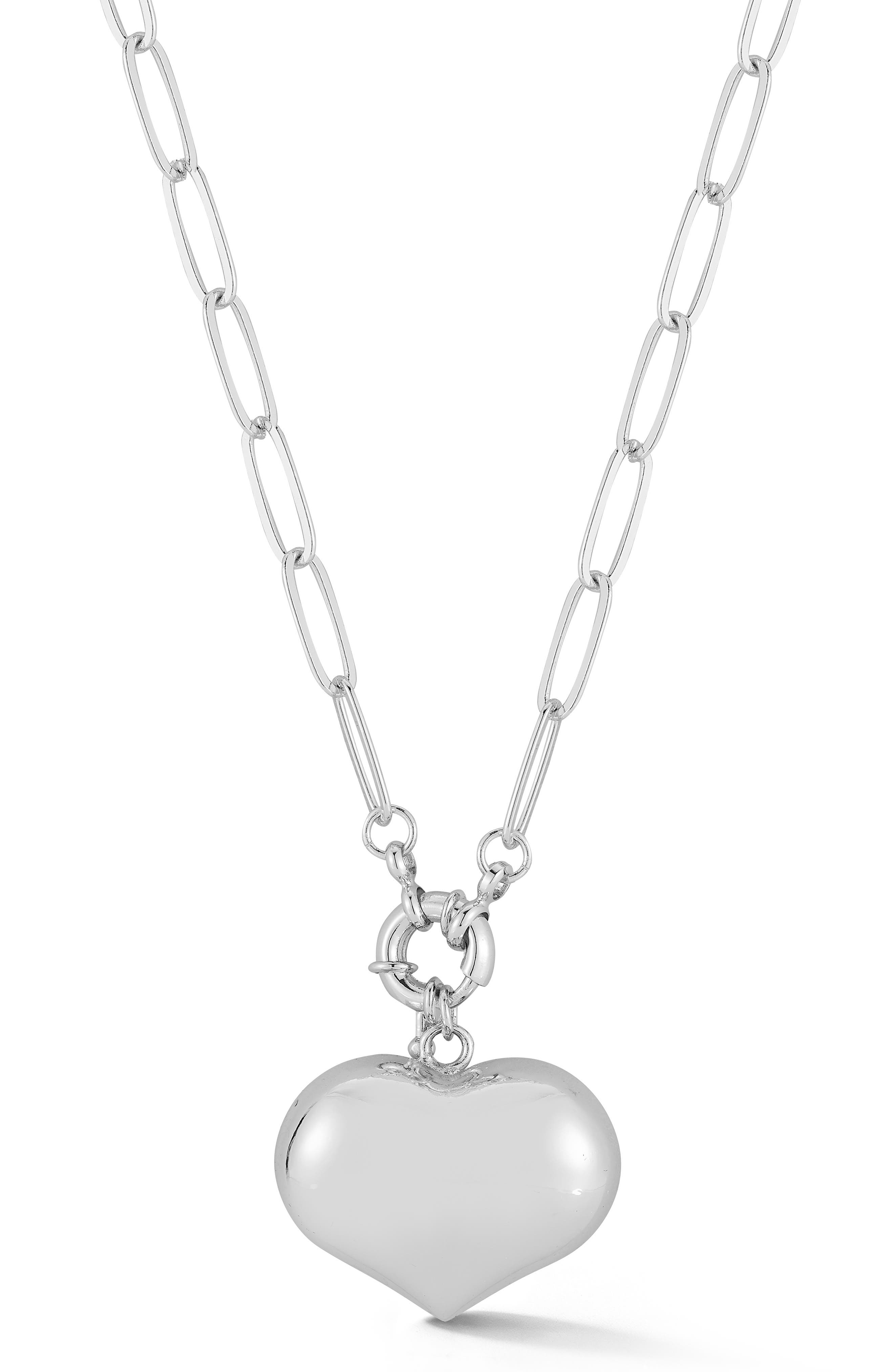 CHLOE AND MADISON Puffy Heart Paperclip Chain Necklace