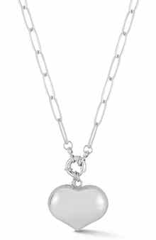 CHLOE AND MADISON Puffy Heart Paperclip Chain Necklace