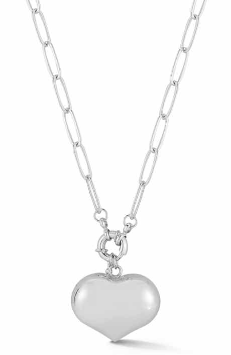 CHLOE AND MADISON Puffy Heart Paperclip Chain Necklace
