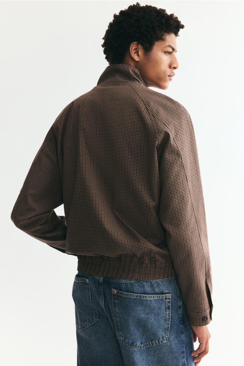 Harrington-Style Jacket, Alternate, color, Brown/houndstooth
