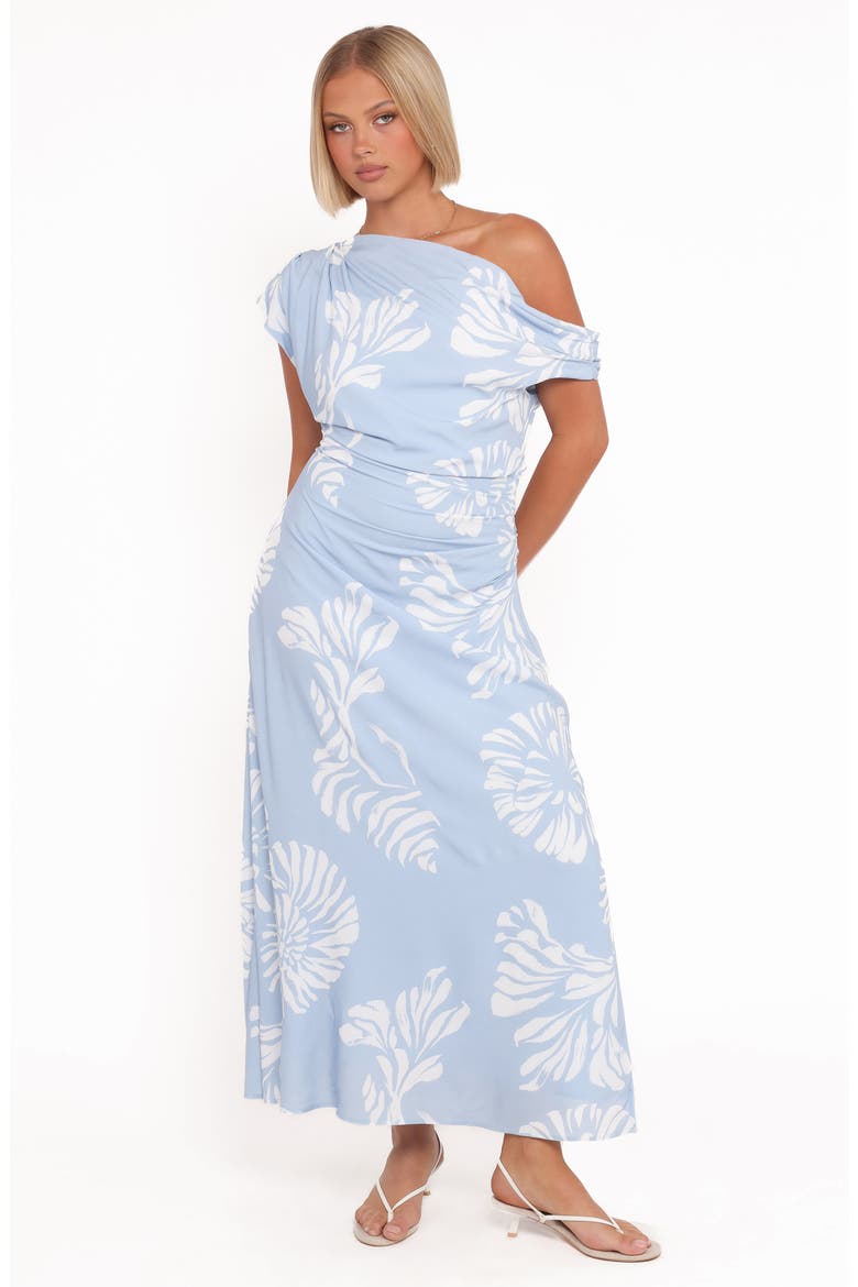 Apryl Floral One-Shoulder Maxi Dress, Alternate, color, SHELL PRINT