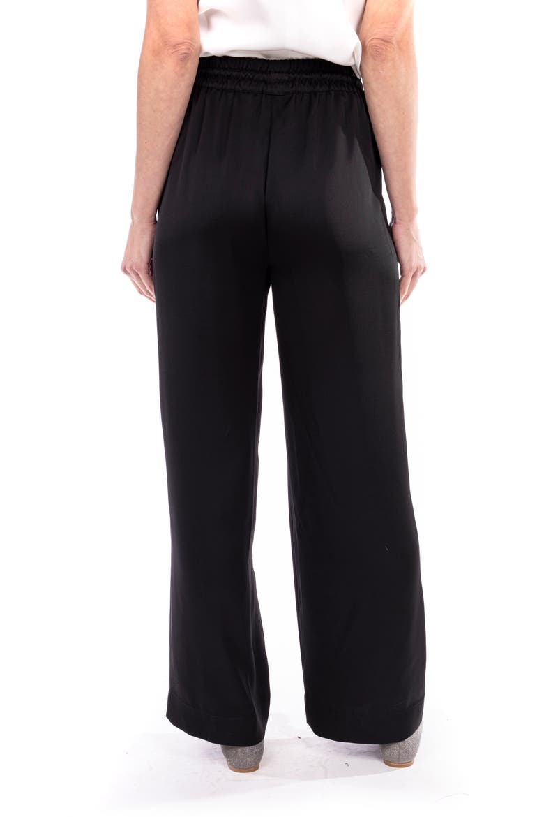 Drawstring Satin Pants, Alternate, color, BLACK