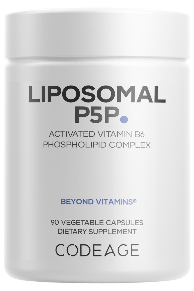 Liposomal P5P Supplement, Active Form Vitamin B6 Pyridoxal-5-Phosphate, Main, color, White