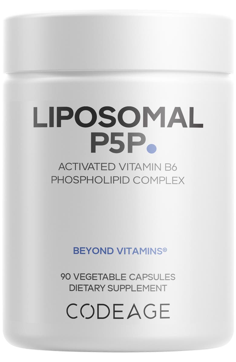 Codeage Liposomal P5P Supplement, Active Form Vitamin B6 Pyridoxal-5-Phosphate, Main, color, White