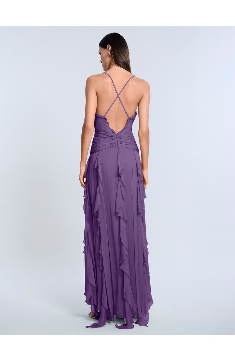 Ruffle Halter Chiffon Gown