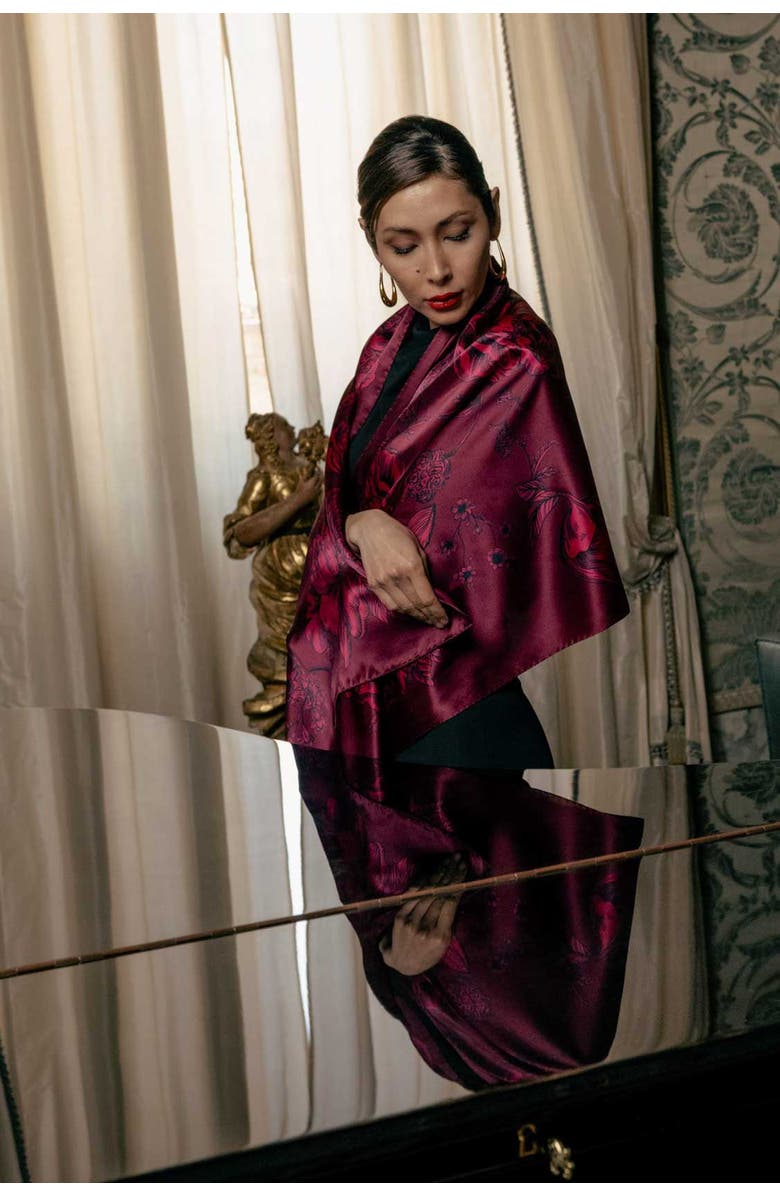 Elizabetta Isabella - Silk Scarf/Shawl for Women, Alternate, color, Garnet