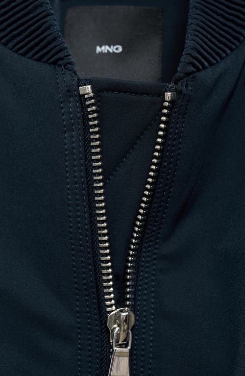 Mango Two-way Zip Bomber Jacket In Dark Navy