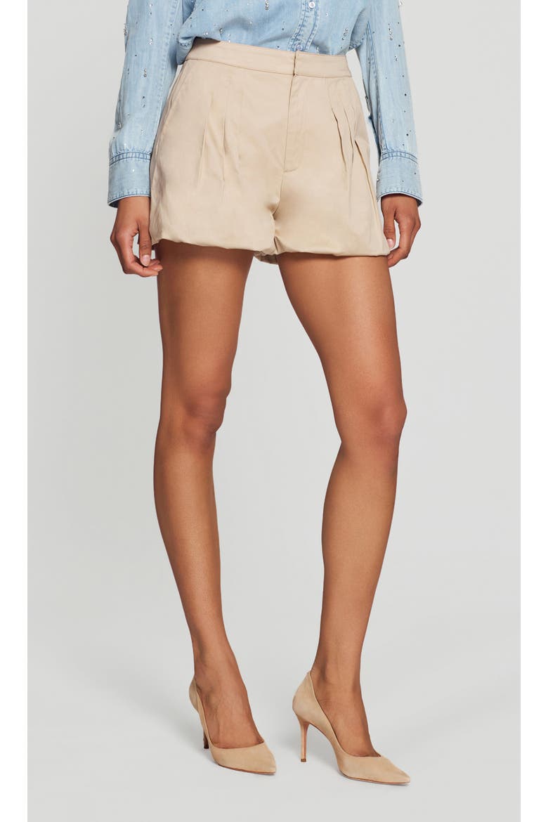 Oria Cotton Sateen Bubble Shorts, Main, color, Light Khaki