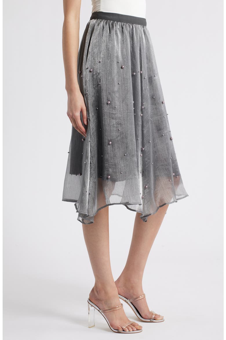 Elsa Beaded Asymmetric Skirt, Alternate, color, GRAY