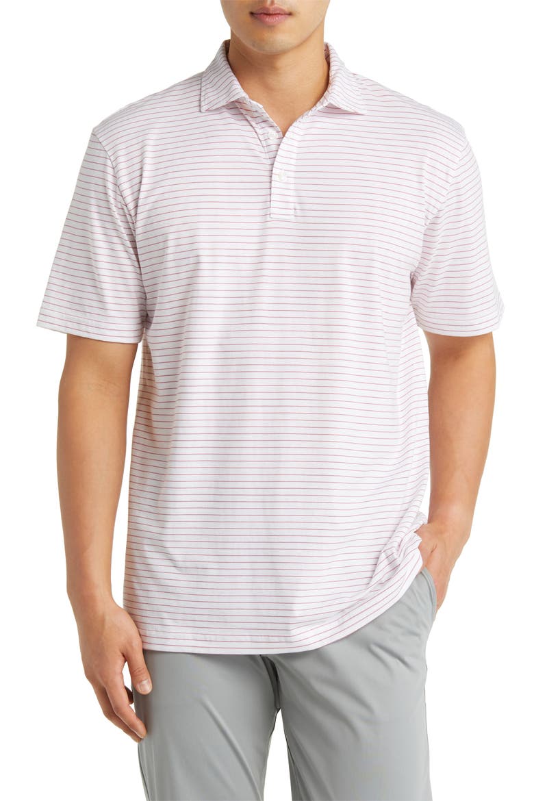 Pilot Mill Cedar Stripe Polo, Main, color, WHITE