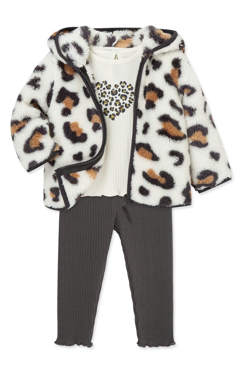 Little Me Leopard Hoodie, Long Sleeve Top & Leggings Set, Alternate, color, Ivory Multi