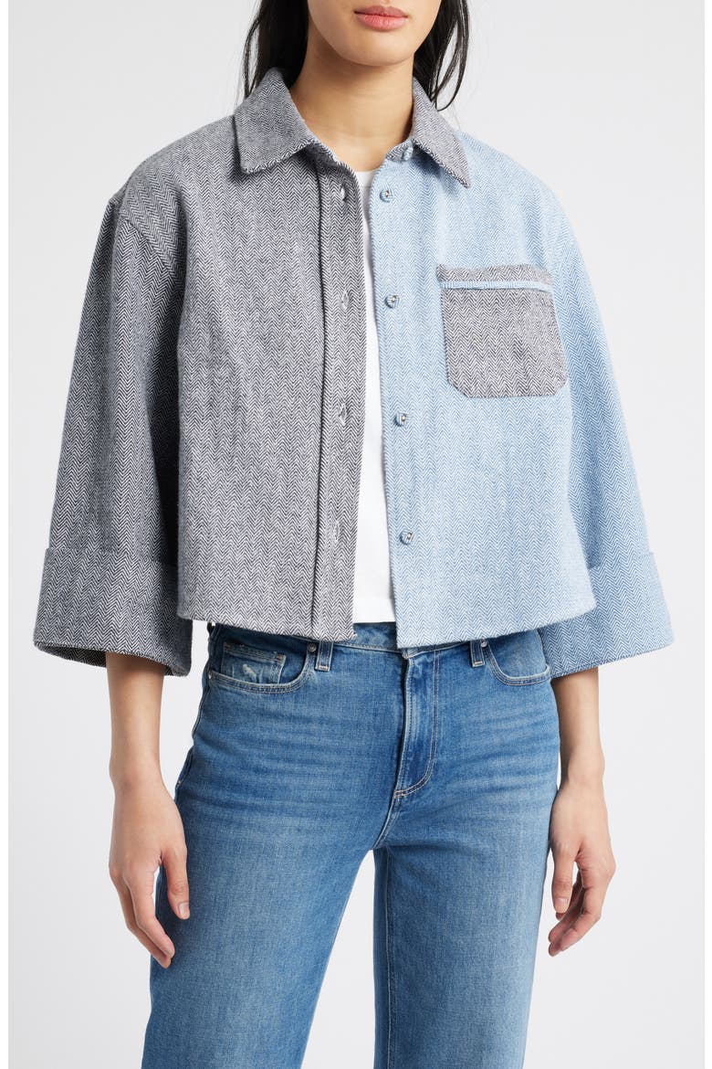 Contrast Cuffed Shirt, Main, color, BLACK/ BLUE SHADOW