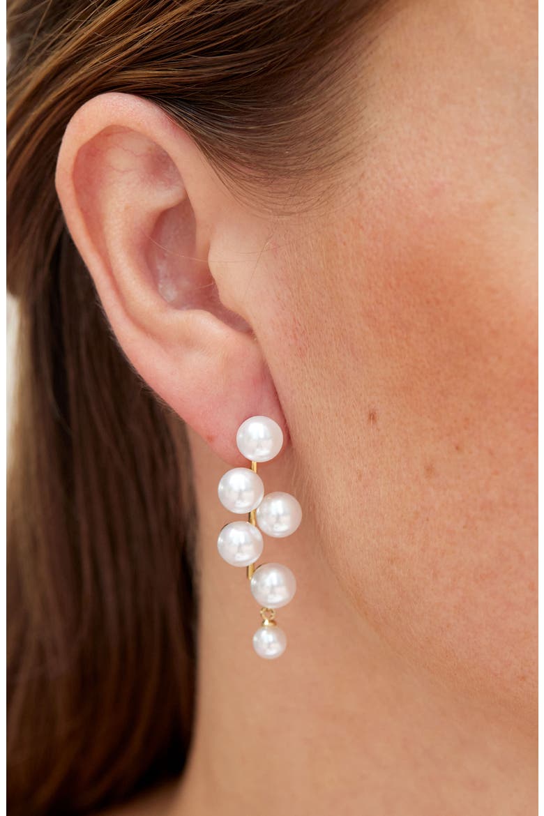 Bold Faux Pearl Drop Earrings, Alternate, color, YELLOW