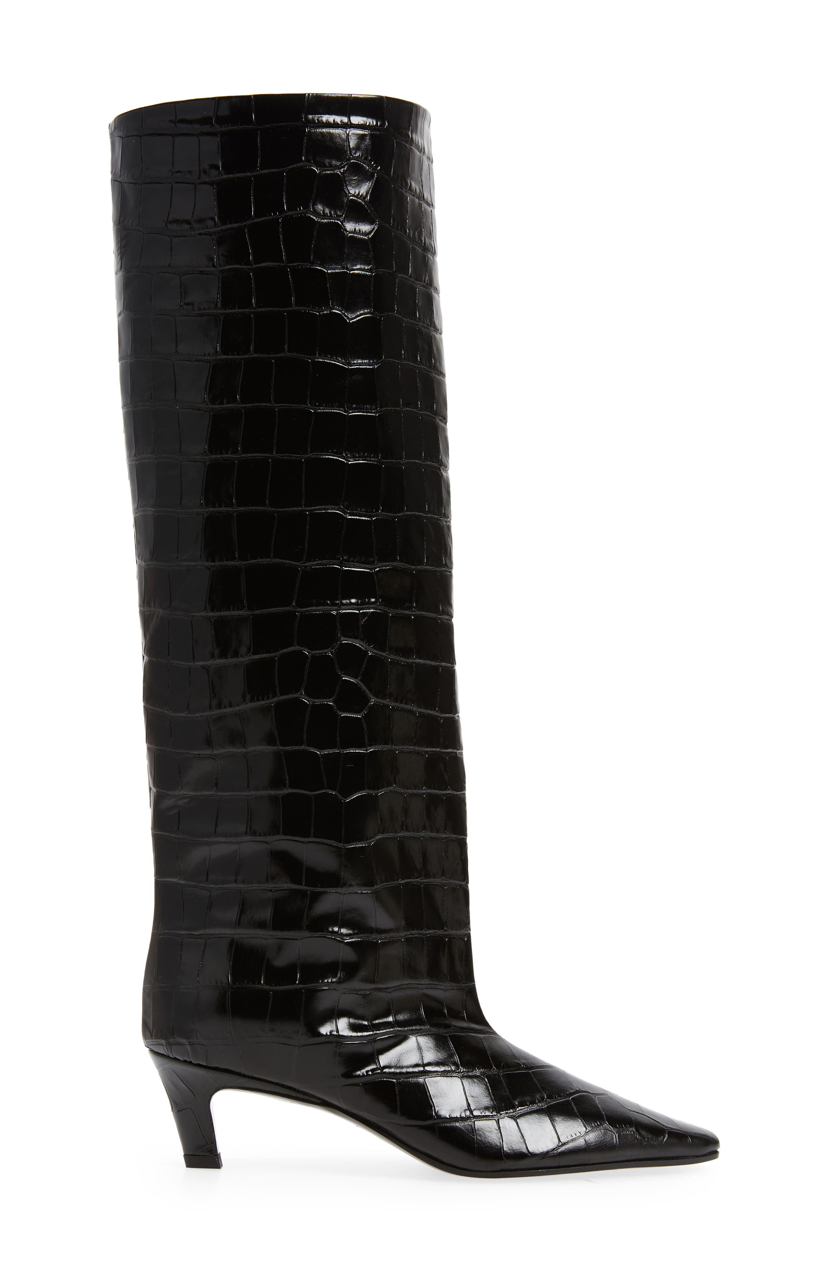 TOTEME The Wide Shaft Croc Embossed Tall Boot, Alternate, color, 