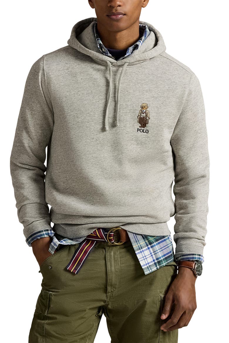 Polo Bear Hoodie, Main, color, LOFT HEATHER BEAR