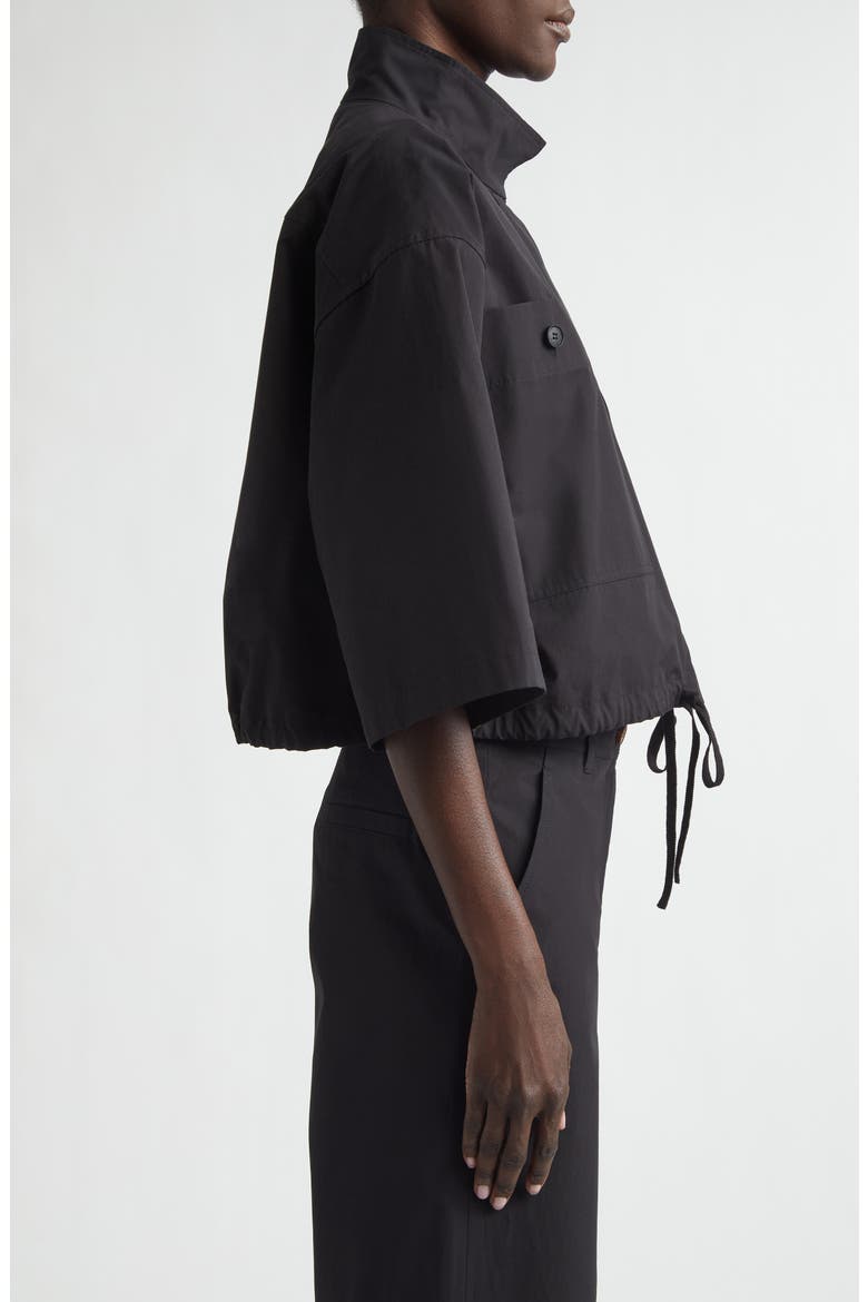 Oversize Cotton Poplin Crop Shirt Jacket, Alternate, color, BLACK