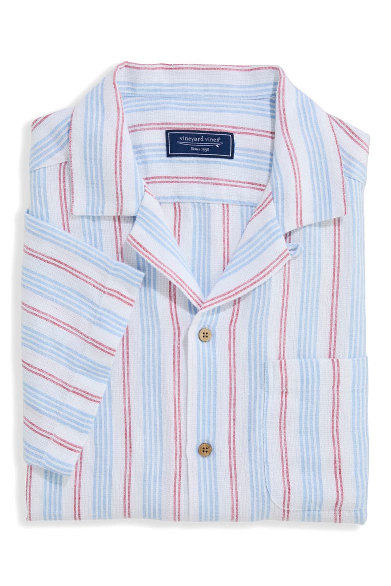 Sparkler Stripe Textured Camp Shirt, Alternate, color, JAKE BLUE