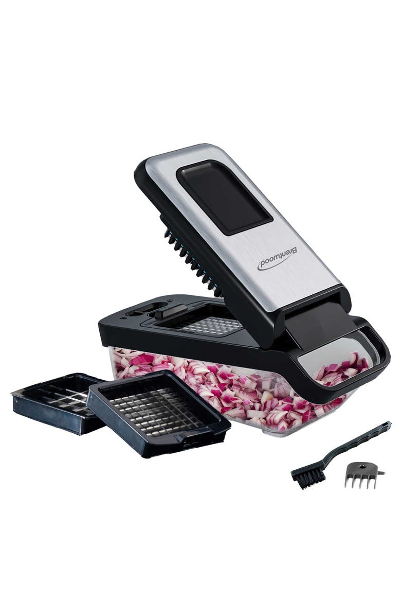 3.6 Cup Vegetable Chopper with 2 Interchangeable Blades, Main, color, Black