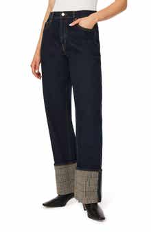 Nelle Mixed Media Relaxed Straight Leg Jeans