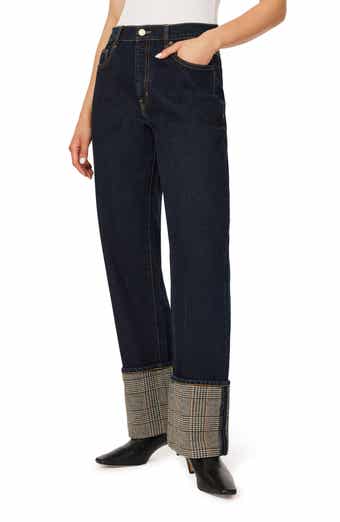 Nelle Mixed Media Relaxed Straight Leg Jeans