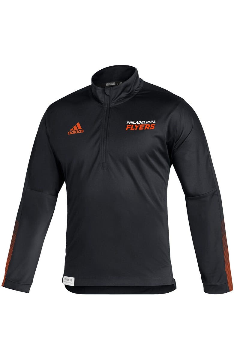 adidas Men's adidas Black Philadelphia Flyers Primeblue Quarter-Zip Jacket, Alternate, color, 
