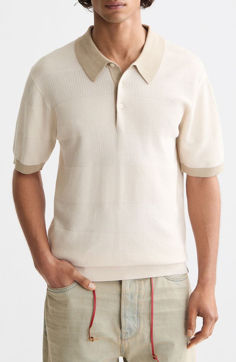 Scotch & Soda Texture Cotton Polo, Main, color, Eggnog