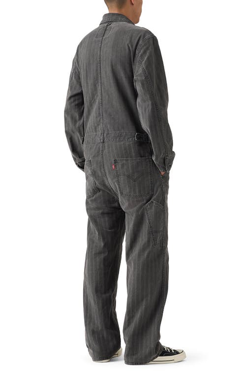Levi's Stay Loose Pinstripe Cotton Denim Coveralls In Gray