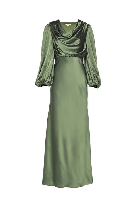 Alia Cowl Neck Gown Green Lily