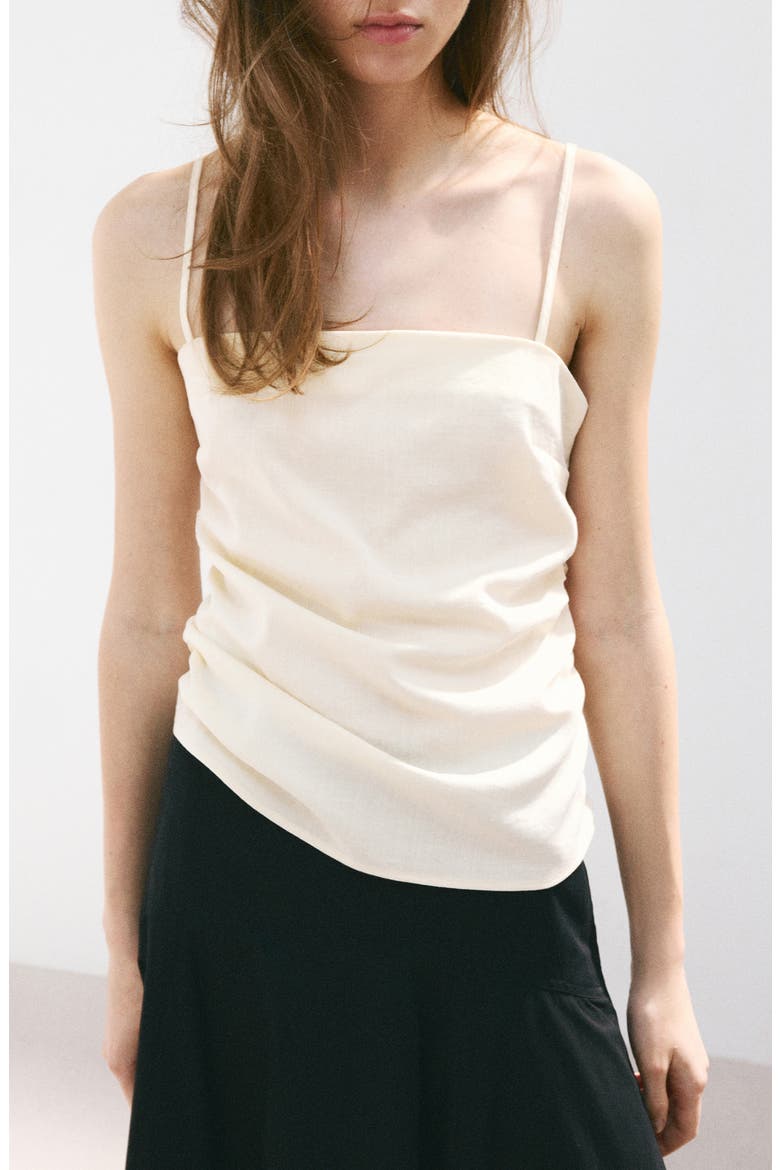 Ruched Square Neck Camisole, Main, color, ECRU