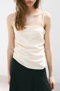 MANGO Ruched Square Neck Camisole