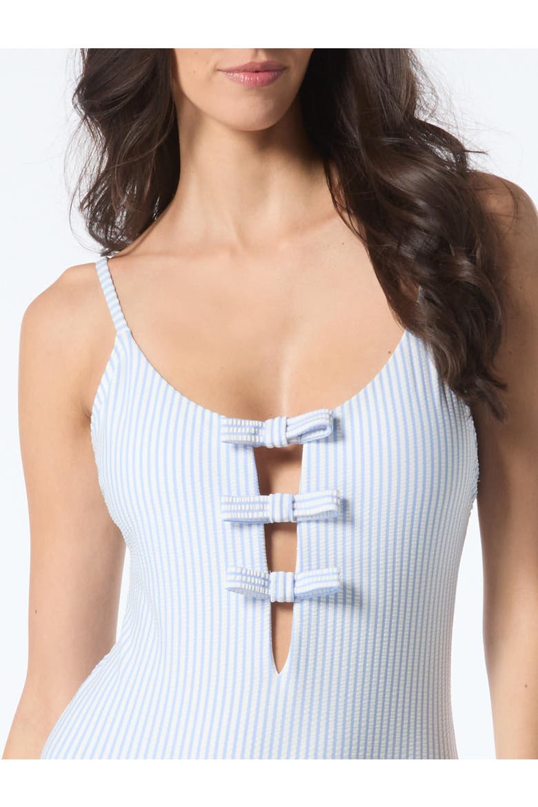 Tidal Stripe Triple Tie One Piece Swimsuit, Alternate, color, Diamond Blue