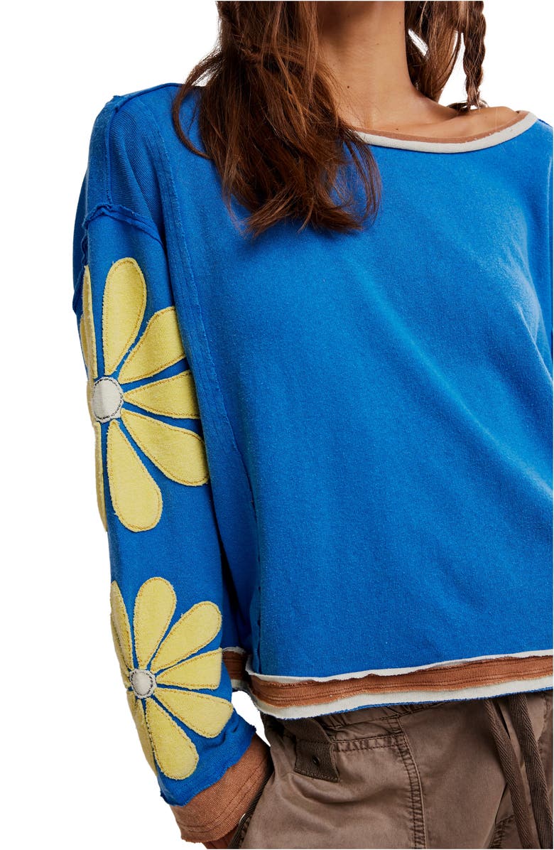 Free People You're a Star Cotton Knit Top, Alternate, color, Navy Combo