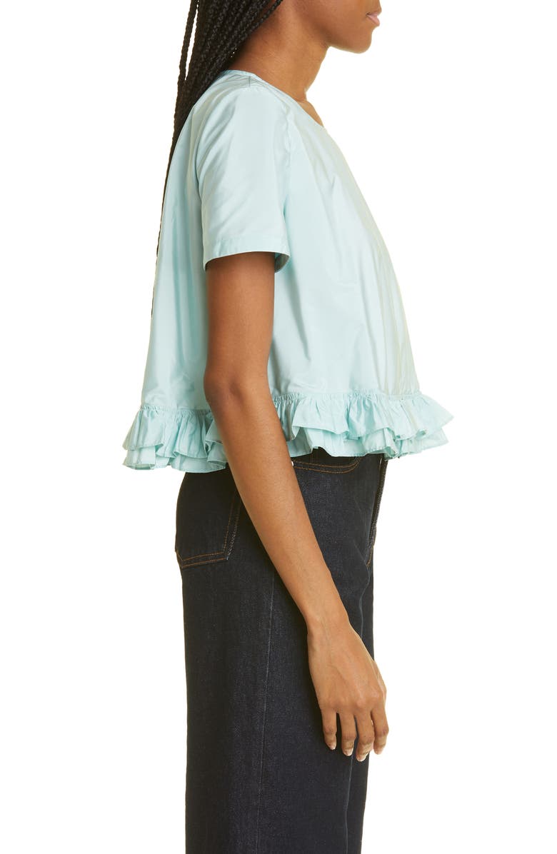 Molly Goddard Julia Tiered Ruffle Hem Taffeta Top, Alternate, color,