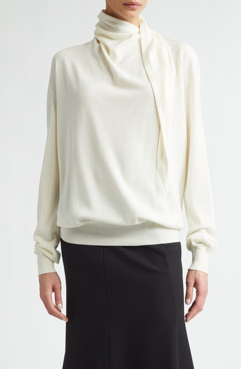 Scarf Tie Virgin Wool Sweater